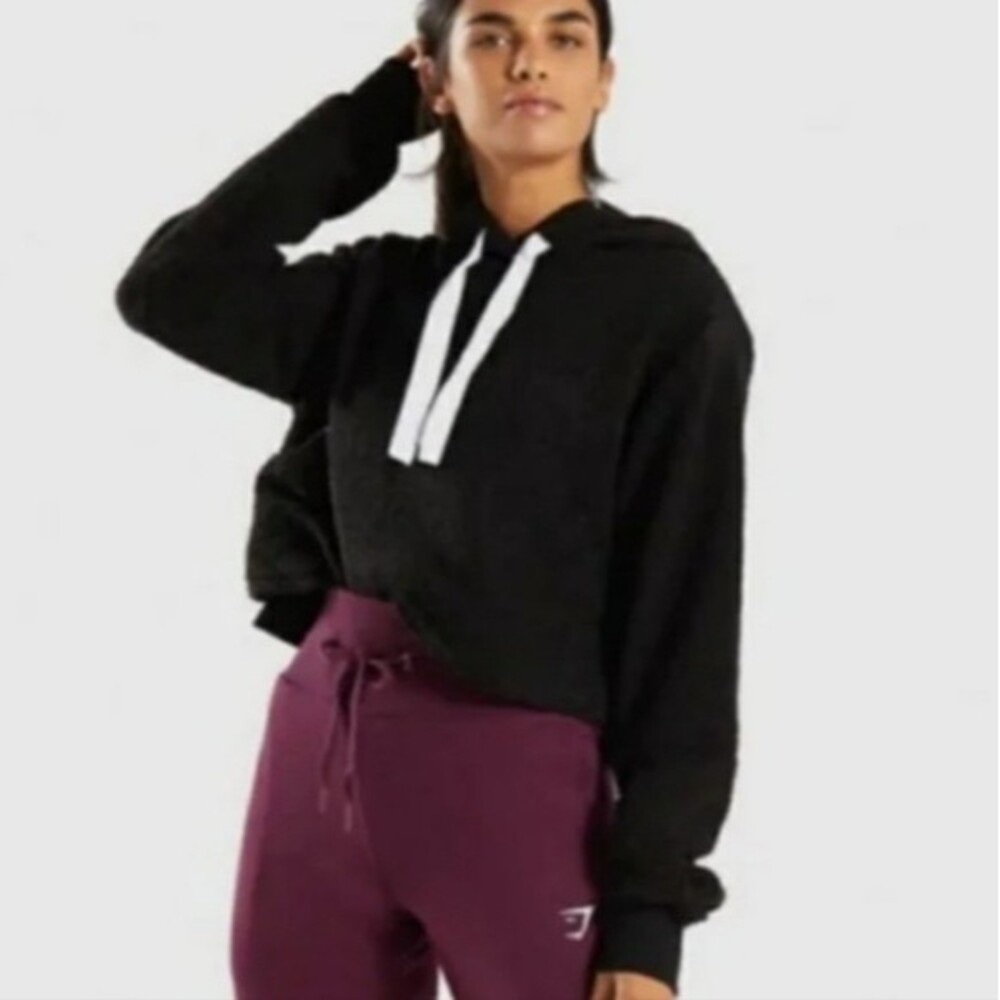 Gymshark Gray Oversized Sherpa Cropped Hoodie Size XS